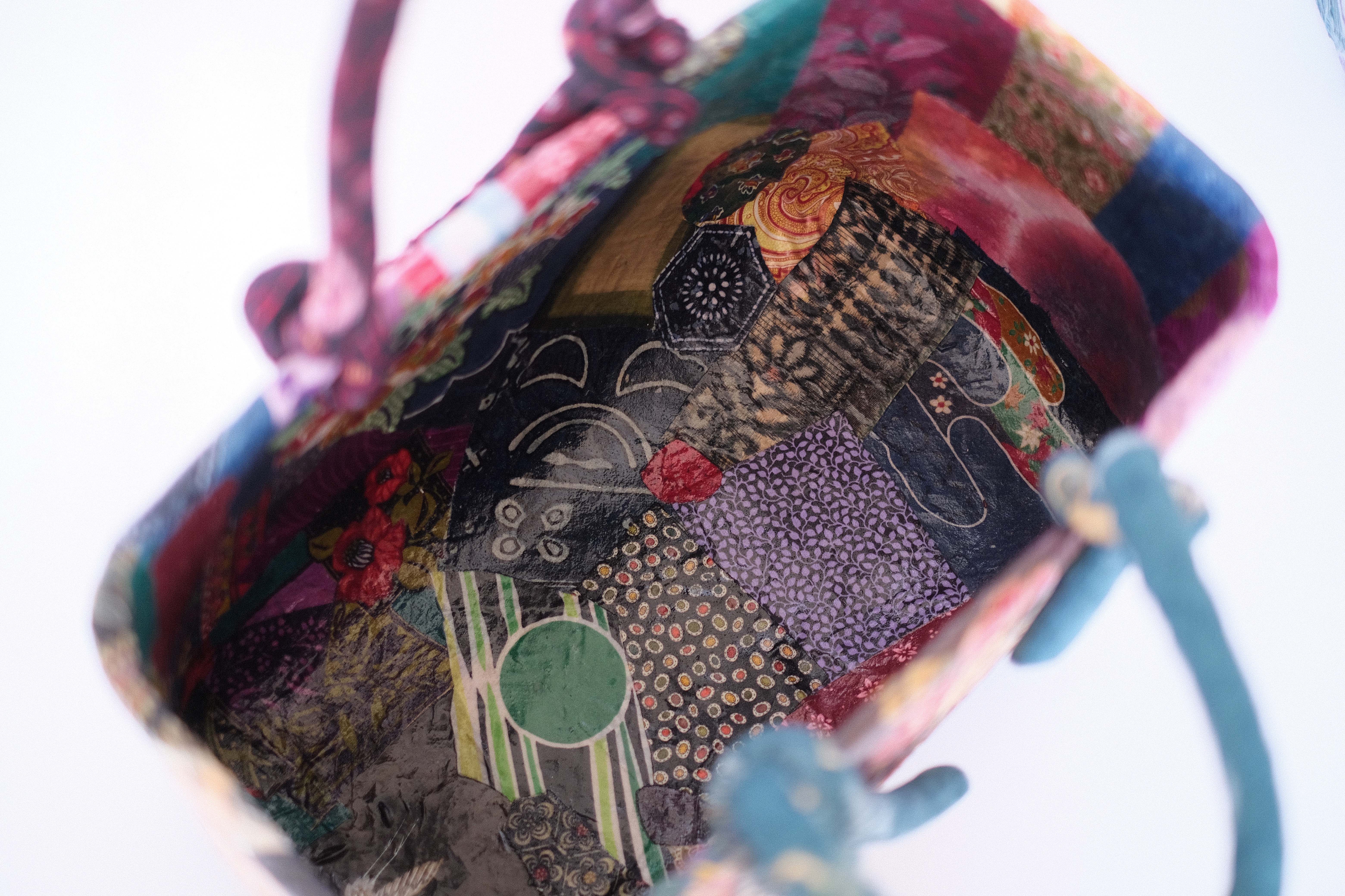 【一点物】一閑張手提げ籠 大