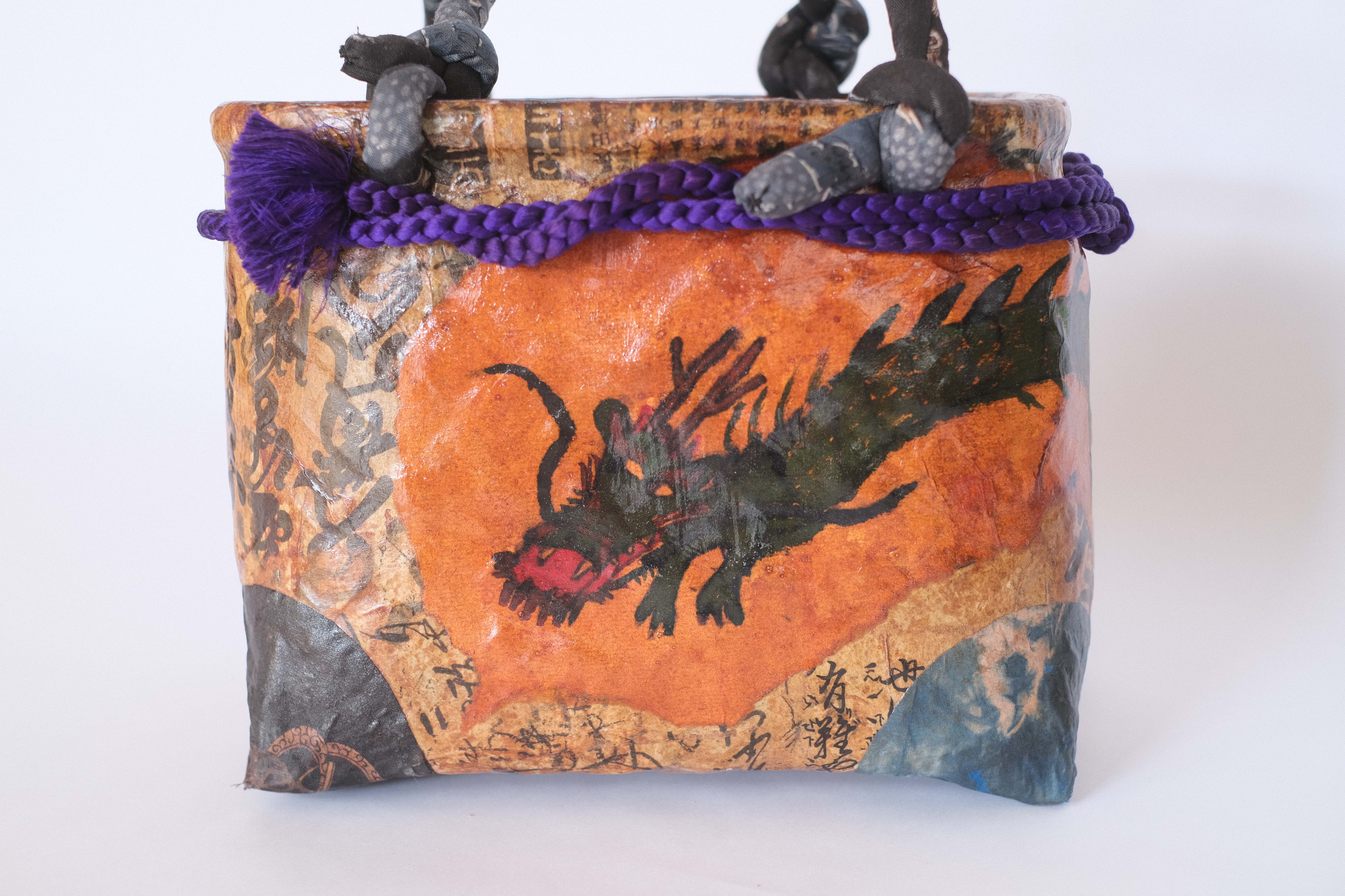 【一点物】一閑張手提げ籠 中_02